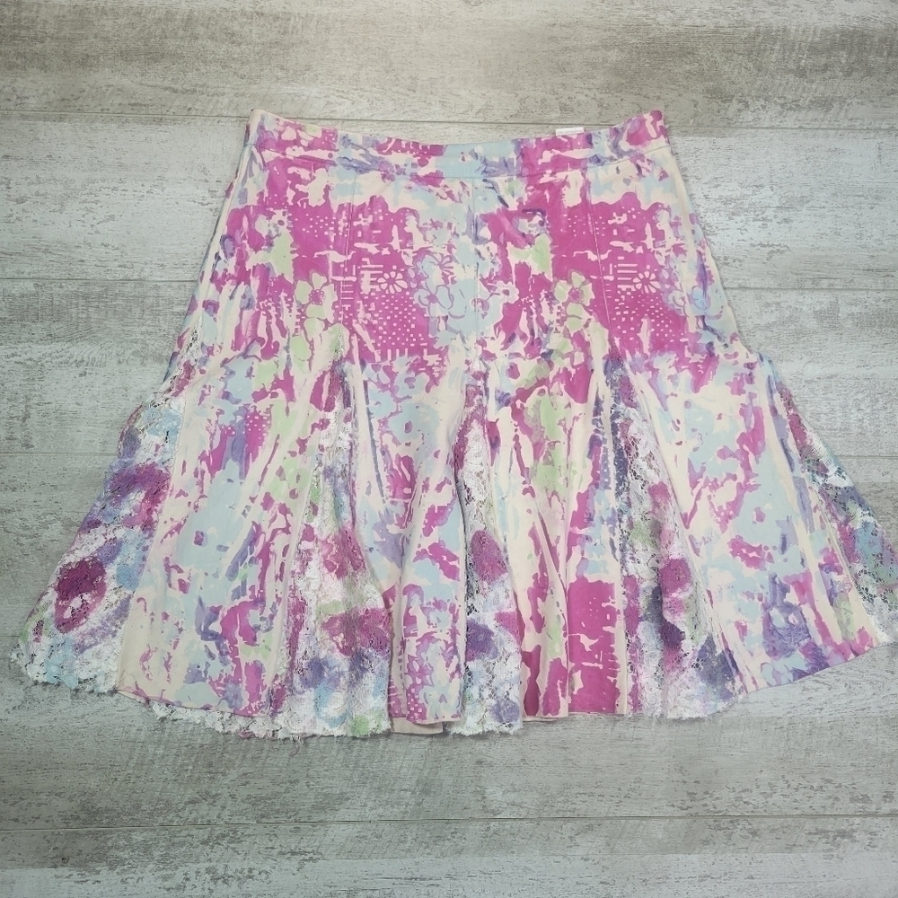 IISLI Washable Leather Print Godet Full Skirt Size 10